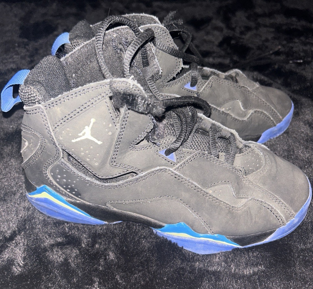 Jordan True Flight Mid Top Sneakers Unisex Kids 4.5Y Black/Blue 343795-074