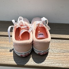 VANS Unisex Kids Low Top Sneakers Pink/White Canvas Lace Up US 2