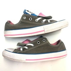 Converse All Star Shoe Double Tongue Canvas Low Top Sneaker Pink Gray Blue Kid 1