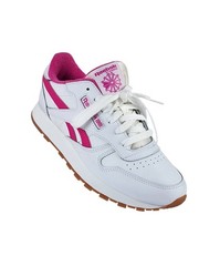 Reebok Classic Leather Kids Size 4 White Pink with Bubble Gum Soles Rare