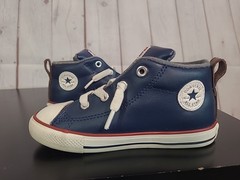 Converse All Star Navy Blue Red White Leather High Top Sneakers Infant Size 10