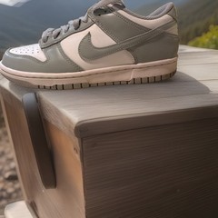 Nike Dunk Low White Gray Leather Sneakers Lace Up youth Shoes 6.5Y FB9109-123