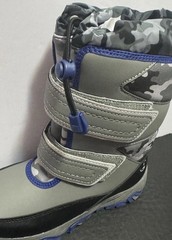 LANDS END Winter Boots Gray Camo/Blue THERMOLITE BOOTS Sz Youth 1