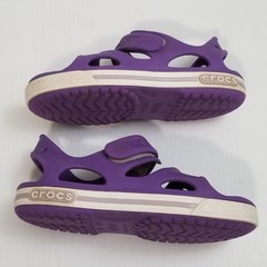 Crocs 14854 Crocband II Purple White Strappy Open Toe Sandals Youth Toddler 11 C