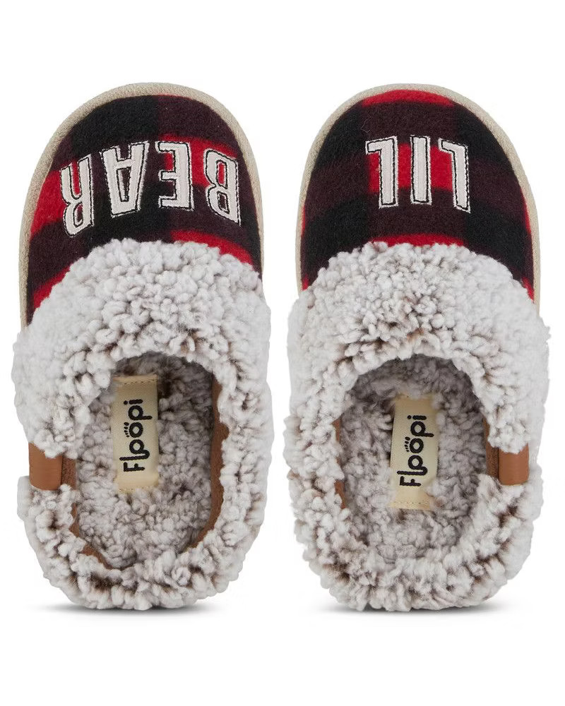 Floopi Kids „Lil Bear“ Buffalo Plaid Two-Tone Faux Fur Clog Slipper