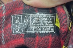 Doc Martens Kids Size 1 Panel Boots 1460 Flannel Lined Army Green & Brown Leathr