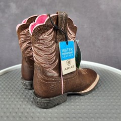 Ariat Firecatcher C Boots Kids Size 9 Brown Leather Zip Western Rowdy Brown