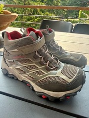Merrell Moab 2W Boulder/Red Leather Boots MK264169 Kids Youth 2W – BASICALLY NEW