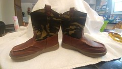 Child’s Camo & Brown Boots, New, size 8.5