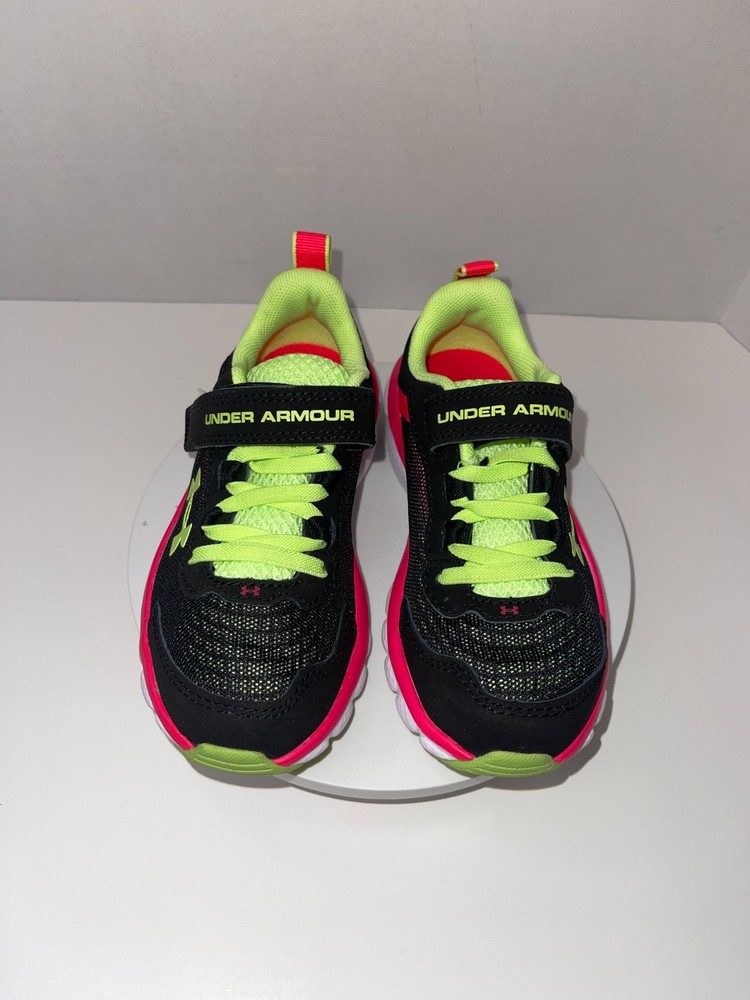 Youth/Preschool Under Armour Assert 9 Running Sneakers–Black W/Pink & Lime| 12K