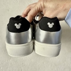 Mickey Mouse Disney Chrome Silver Black Sneakers Kids size 12 NEW