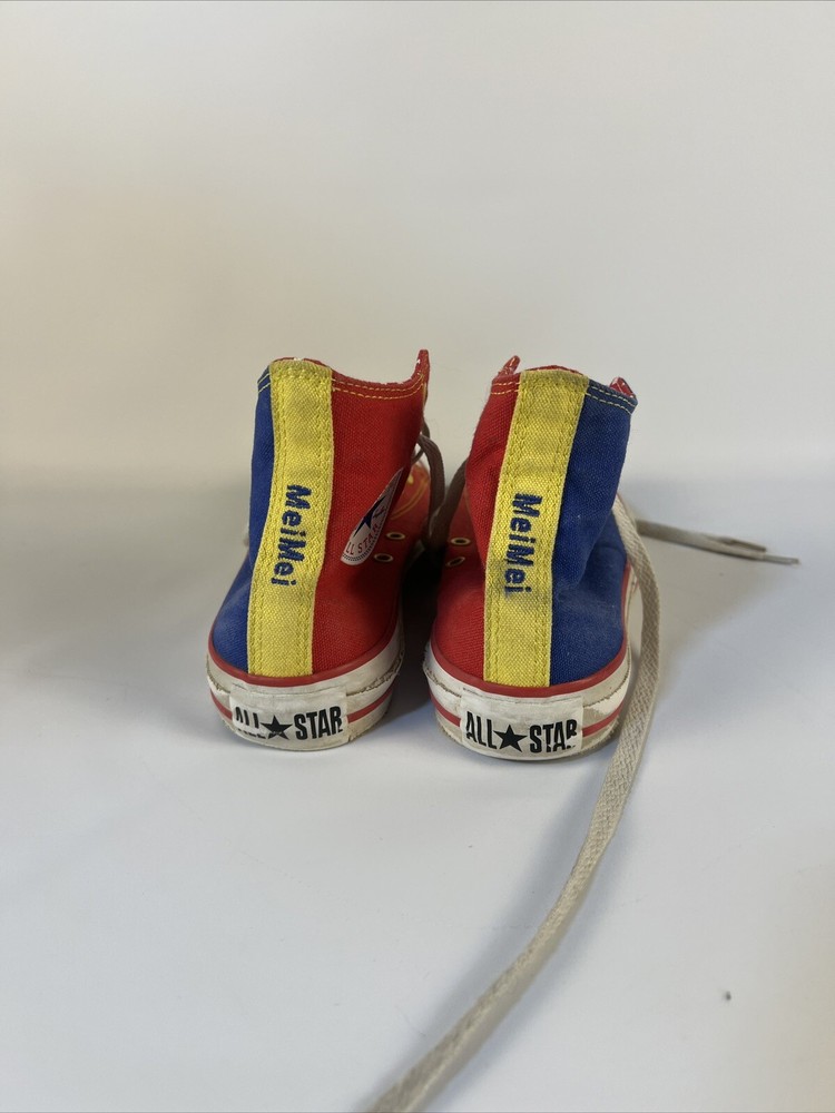 Converse All Star Kids Unisex Low Top Tennis Shoes Red Blue & Yellow W Hearts