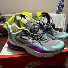 Nike Air Max 270 React (GS) Unisex Kids Sneaker US 7 Gray/Teal/Purple