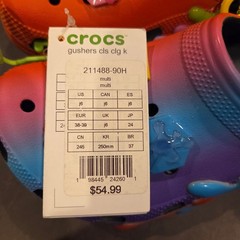 Crocs Gushers Classic Clog Kid J6 Rainbow Multi Color Fruit Snacks Kidcore Retro