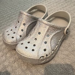 Crocs Classic Glitter Silver Slip-On Unisex Kids Clog Sandals Size 1