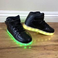ATS Led Light Glow Shoes Unisex Size 2 Black USB Rechargeable Colored Lights New
