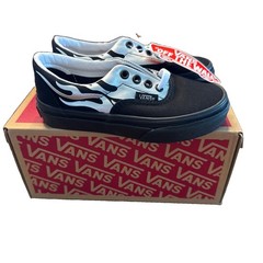 Vans Kid’s Era Metallic Flame Black Silver Kids Size 11