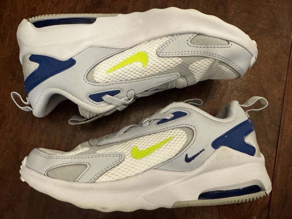 Nike Kids Air Max Bolt Sneaker Pure Platinum Volt-Grey Elastic Lace Slip On 2Y