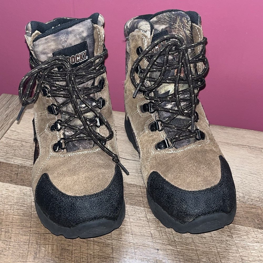 Rocky Sz 3.5Y 800 G Thinsulate Waterproof Hunting Boots Brown & Camo
