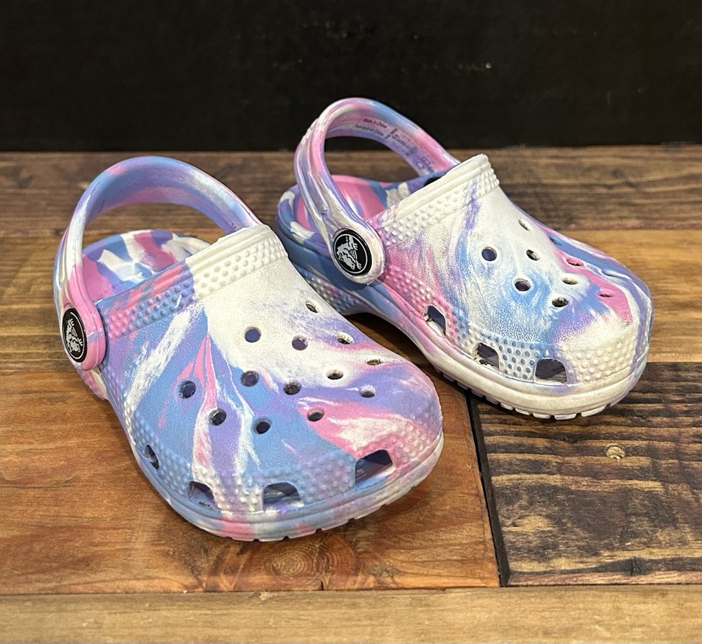 Crocs Classic Marbled Swirl Pink Purple White Slip-on Kids Toddler Size C5