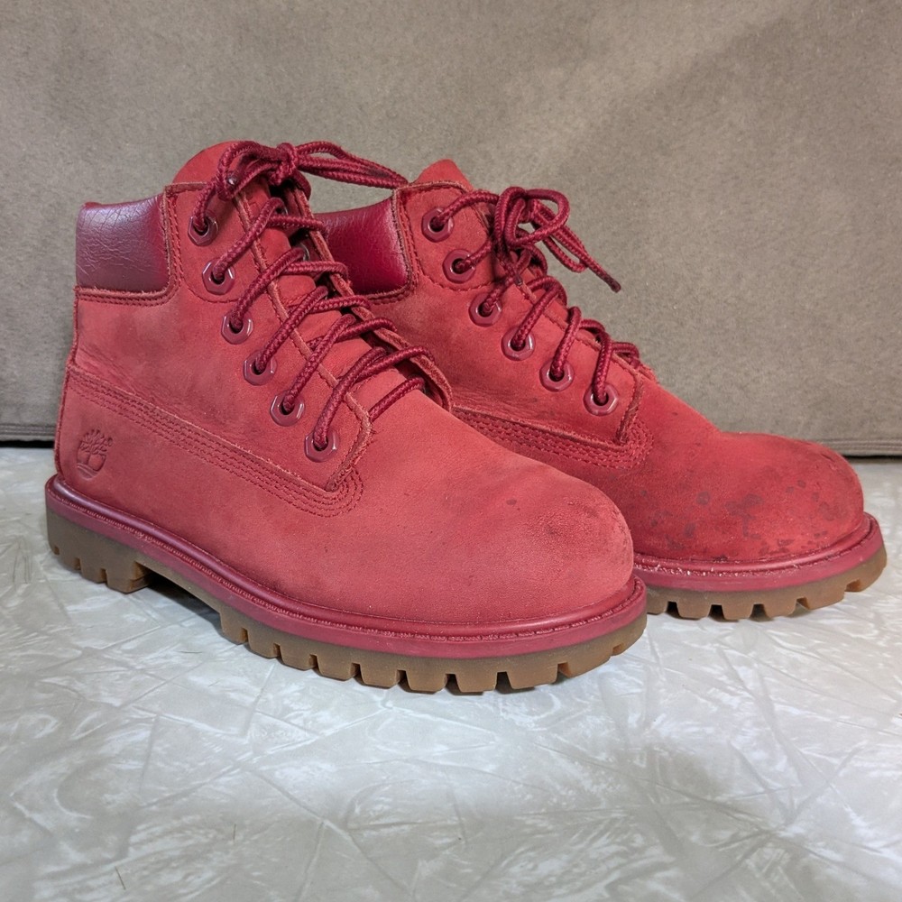 Timberland Waterproof Boots Red Nubuck Kids Size 11
