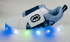 Ecko Unltd. Blue Camo/White Light-up Sneakers w/hook & loop strap~Kids sz 12~NWT