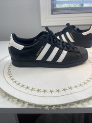 Adidas Superstar Core Black White Sneaker Youth 7, Womens 8.5, Mens 7