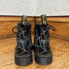 Dr. Martens 1460 Skull Web Leather Lace Up Zipper Side Boots Youth Size US 13