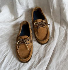 Sperry Top-Sider Brown Leather Boys Boat Shoes Slip On Loafers US 12M Casual