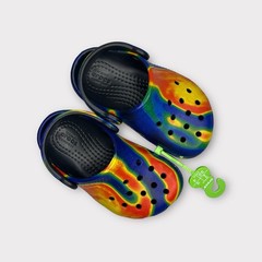 Crocs Tie Dye Orange Blue Yellow Swirl Clogs Size 6 Child NWT