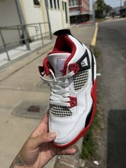 Nike Air Jordan 4 Retro White/Fire Red/Cement Size 5Y/6.5W