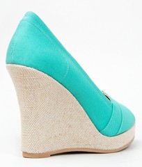 Qupid TALEN-265 Designer Inspired Peep Toe Canvas Wedge Heel Sandals
