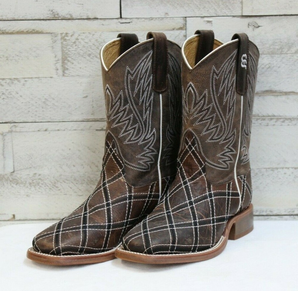 Anderson Bean Kids Boots-Brown Square Toe w/Quilted Stitch, Style K1082