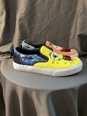 NEW SpongeBob SquarePants & Patrick YOUTH Chenille Fleece Slip-On Sneakers SZ 4