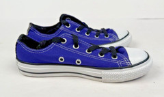 Converse All Star Junior Size 1 Double Tongue 647729F Purple Low Top EUC