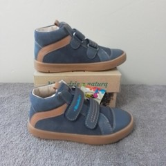 Size 11 Kids RenBut High Top Leather Easy Close Unsex Blue/Tan Sneakers Shoes