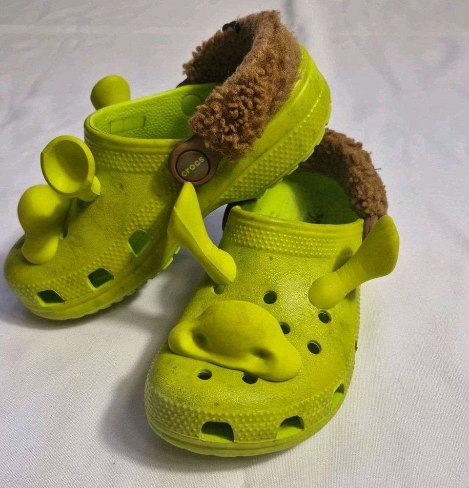 Crocs Classic DreamWorks Shrek DIRTY LOOK Clog Kids Lime Punch, Sz 13