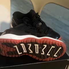 Jordan 11 Retro Low PS Black Varsity Red Patent Mesh Kids Sneaker 11C