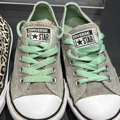 Lot of 2 Youth Shoes Converse All Star Chuck Taylor Size 11 & 12 Gray & Leopard