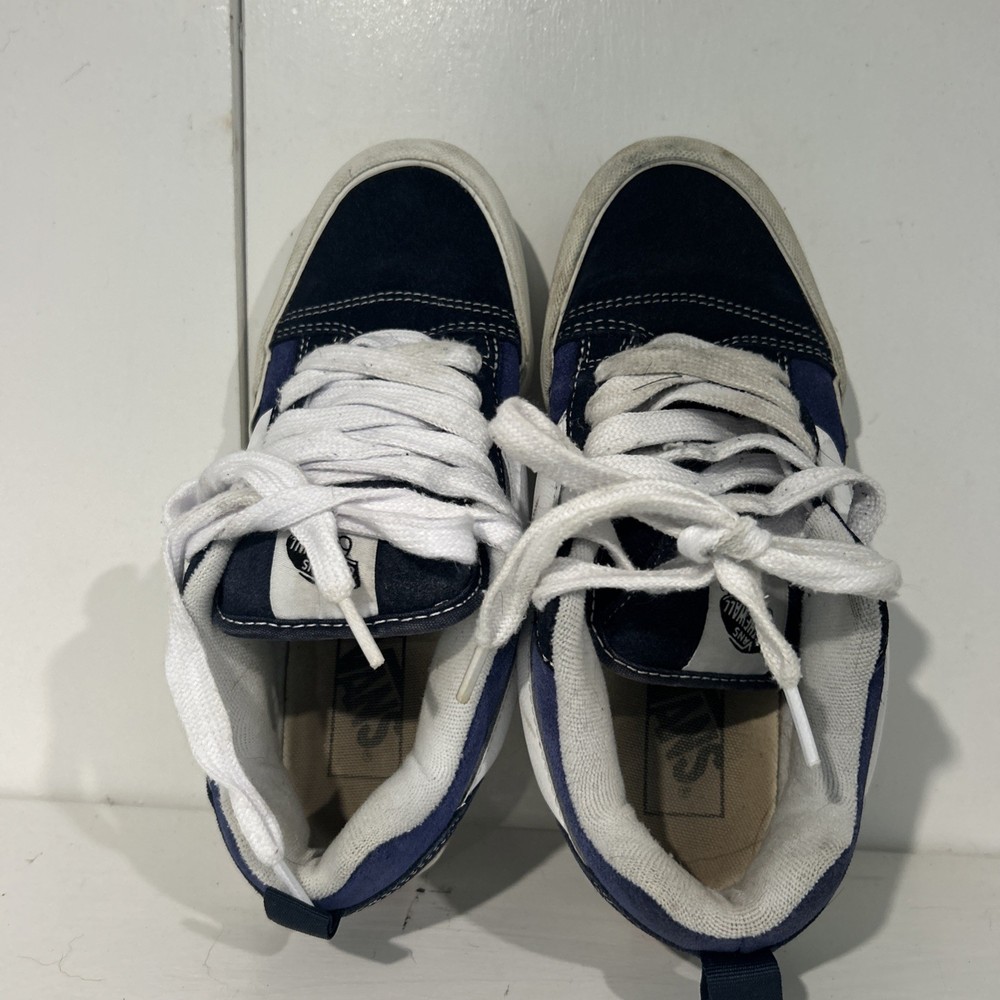 VANS Old Skool Boys Blue White Black Canvas Low Top Lace Up Sneakers Boys 4.5