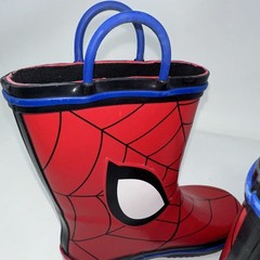 Marvel Spiderman Web Eyes red Blue Rimmed Rain boots Kids Size 9/10