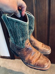 Children Size 3D Dan Post Cowboy Boots 3 Kids Youth Brown Green Leather square
