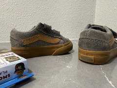 VANS Gray Canvas Hook & Loop Sneakers Unisex Kids Toddler US 4 Low Top Comfort