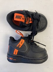 NIKE Force 1 Toddler Size 2C CT4682-001 Black Orange New NWOB Cute!!