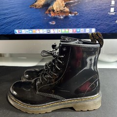Dr. Martens Pascal Youth Size 3 Black Patent Leather Lace Up Combat Boots 1460 J