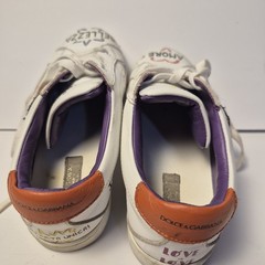 Dolce And Gabbana Authentic Preloved Kids White Sneakers with Grafitti Accents