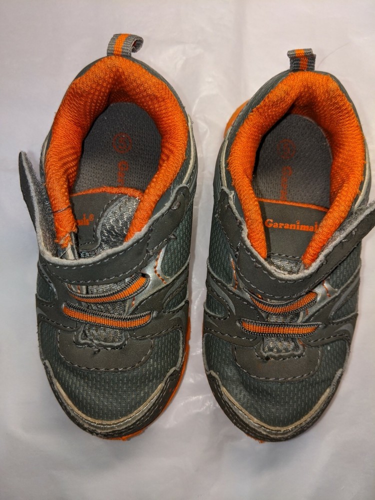 Garanimals Kids Sneakers Size 5 Gray Orange Hook and Loop Closure