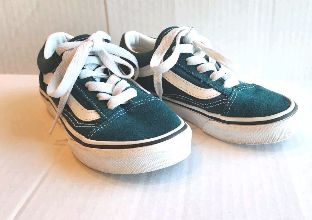 Vans Off The Wall Authentic Green/white Kids Size 13 Suede