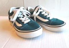 Vans Off The Wall Authentic Green/white Kids Size 13 Suede