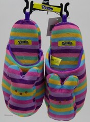 Just Born Peeps Child Kids Striped Bunny Rabbit Soft Slippers Size Small NWT